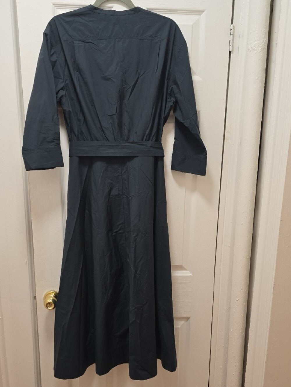 Theory Navy Long-Sleeve Belted Maxi Shirt Dress - Picture 5 of 8